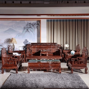 老挝红酸枝木中式实木沙发巴里黄檀花枝木红木家具客厅沙发组合